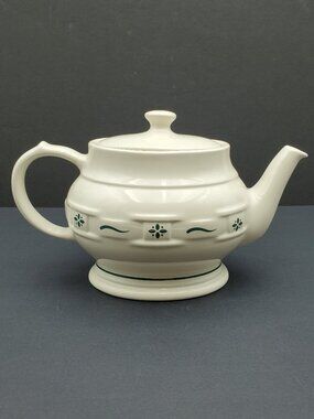 Longaberger Woven Traditions Heritage Green Oval Teapot Coffee Pot with Lid